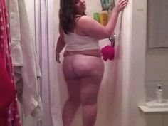 BBW With Big Boobs in the Shower