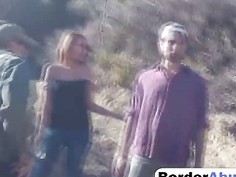Huge dick border officer stole brunette hikers juicy pussy