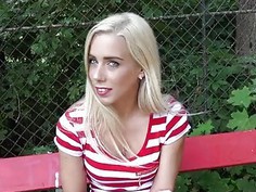 Cute blonde teen Nesty fucked for cash